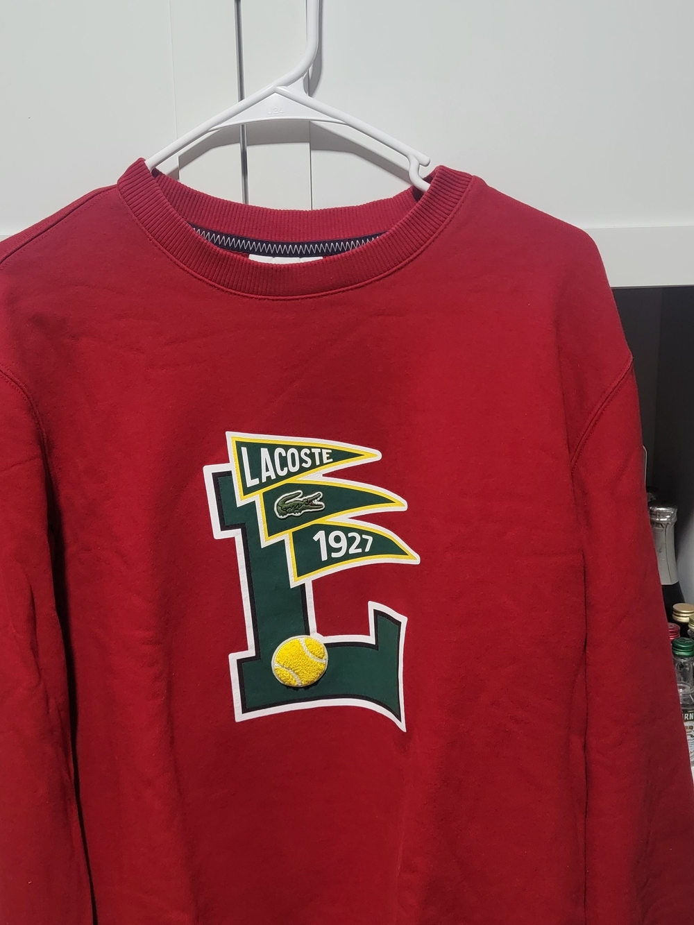 Lacoste Red Crewneck Sweatshirt with Graphic Logo